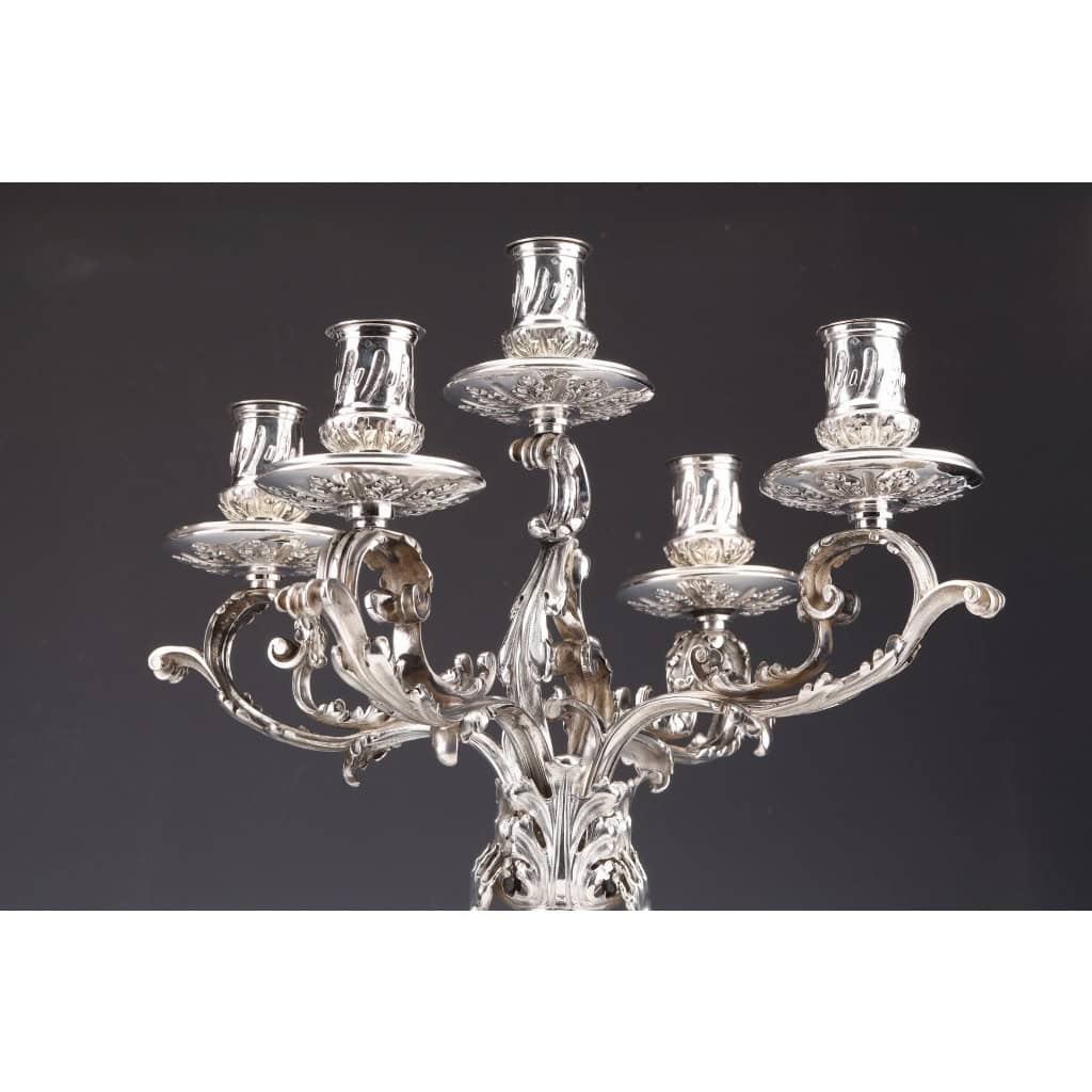 ORFEVRE MERITE – Paire de candélabres en argent massif XIXe | Biron 