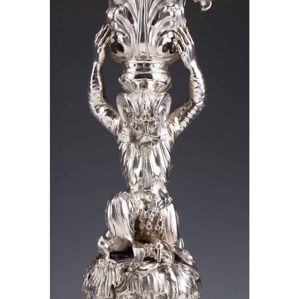 ORFEVRE MERITE – Paire de candélabres en argent massif XIXe | Biron 
