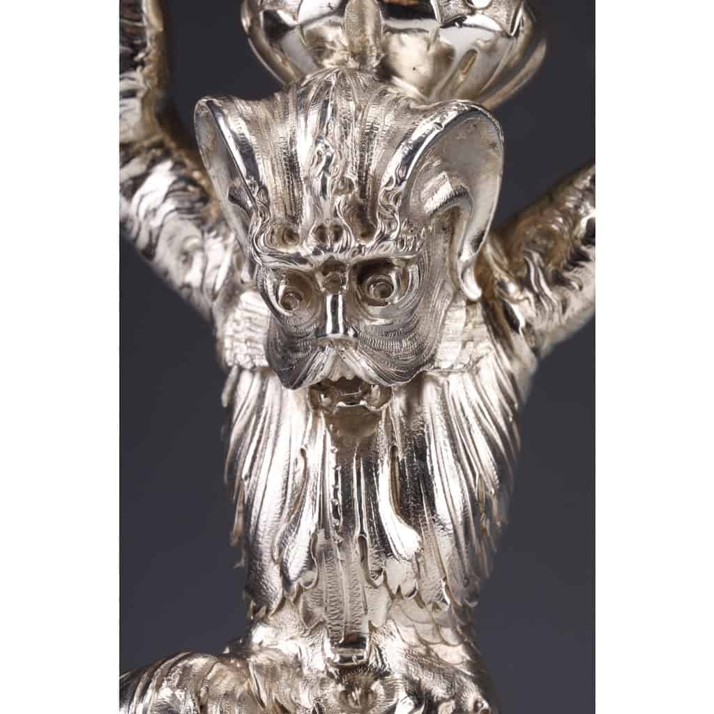 ORFEVRE MERITE – Paire de candélabres en argent massif XIXe | Biron 