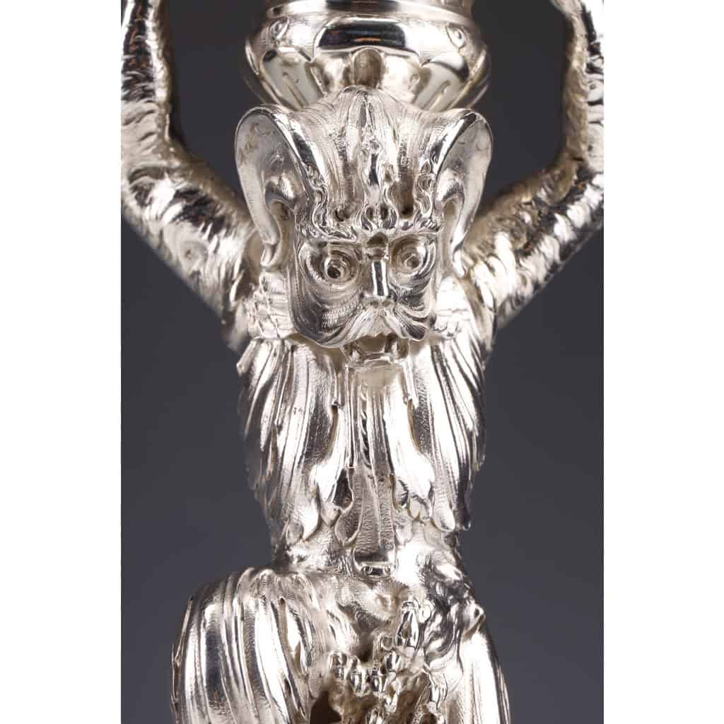 ORFEVRE MERITE – Paire de candélabres en argent massif XIXe | Biron 