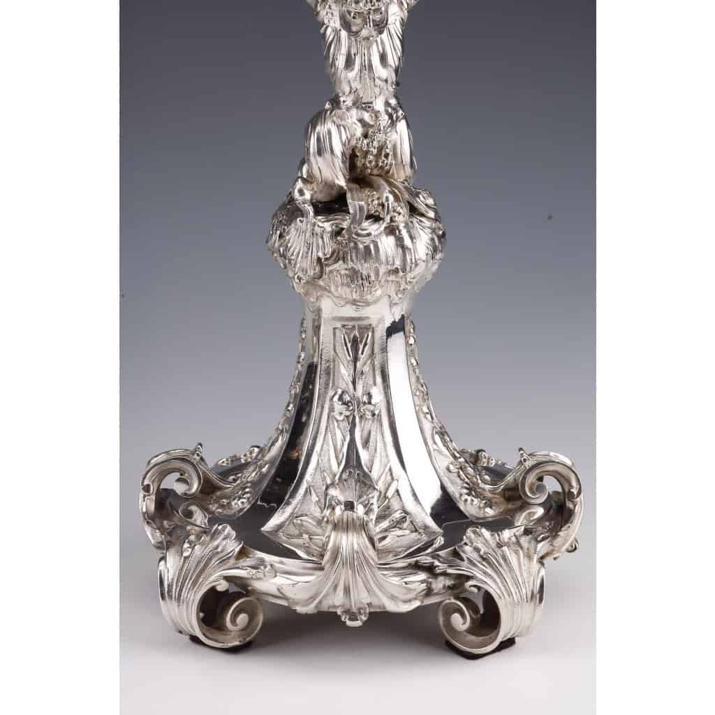 ORFEVRE MERITE – Paire de candélabres en argent massif XIXe | Biron 