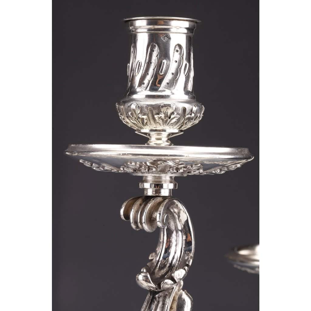 ORFEVRE MERITE – Paire de candélabres en argent massif XIXe | Biron 