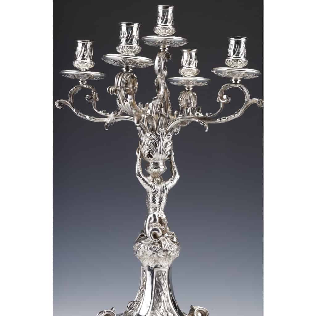 ORFEVRE MERITE – Paire de candélabres en argent massif XIXe | Biron 