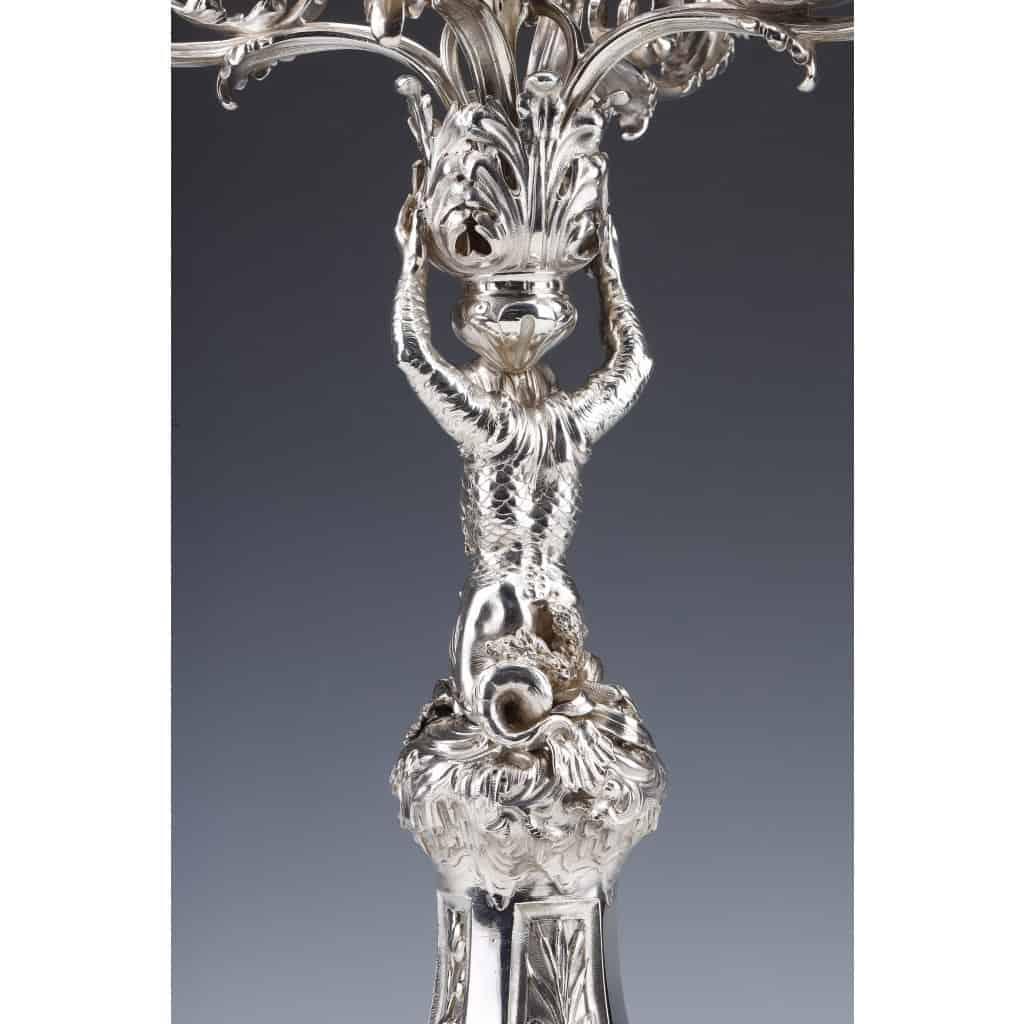 ORFEVRE MERITE – Paire de candélabres en argent massif XIXe | Biron 
