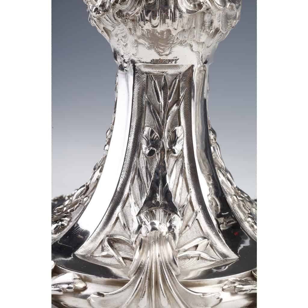 ORFEVRE MERITE – Paire de candélabres en argent massif XIXe | Biron 