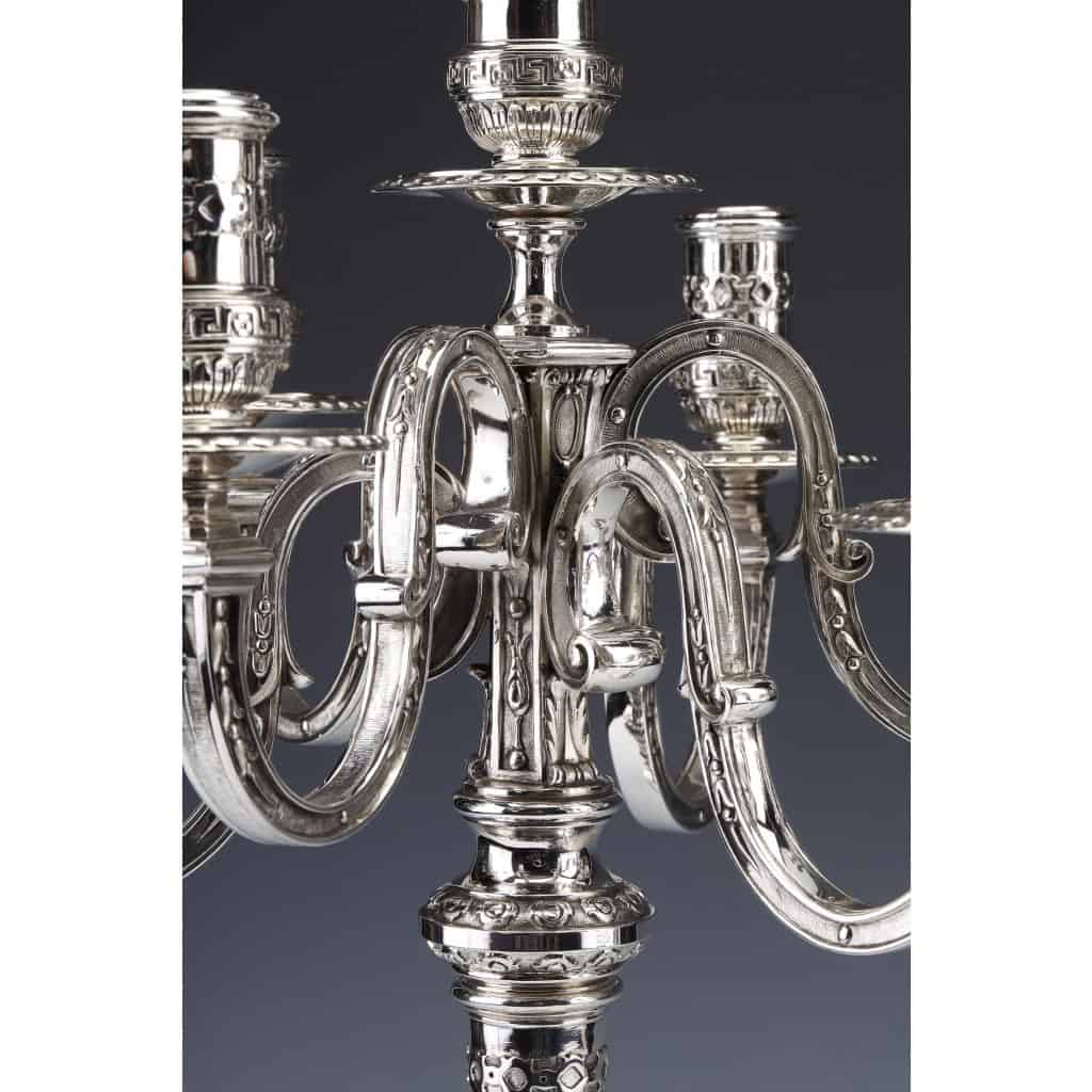 ORFEVRE MARRET Frères – Importante Paire de Candélabres, argent massif XIXè | Biron 