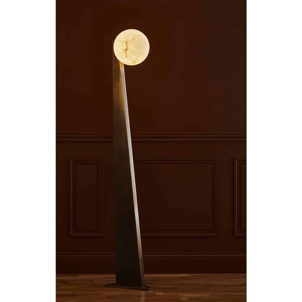 Glustin Luminaires Creation Floor Lamp in Brass with Alabaster Globe | Biron 
