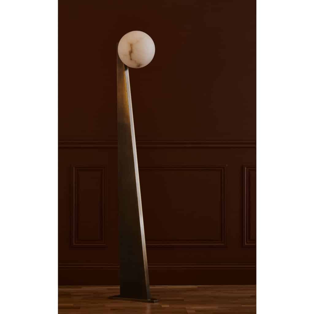 Glustin Luminaires Creation Floor Lamp in Brass with Alabaster Globe | Biron 
