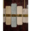 Long Brass Chandelier With Rectangular Murano Glass Panels | Biron 
