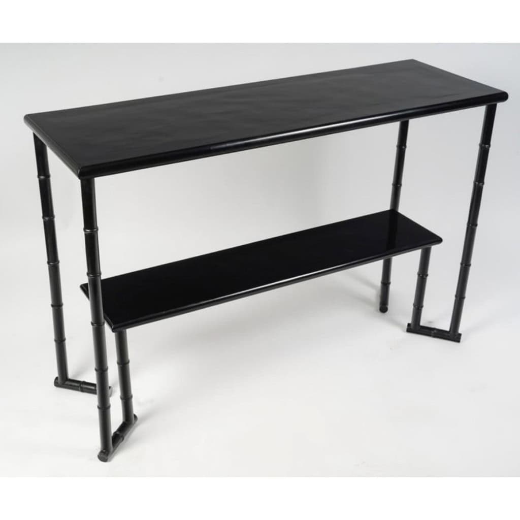 1970 Paire de consoles en laque noire de Jacques Grange | Biron 