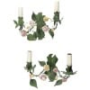 1960 Paire d’appliques à fleurs en porcelaine « liseron » de Maison Honoré | Biron 