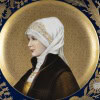 Superbe plat en porcelaine allemande du XIXᵉ siècle, à décor raffiné d’un portrait féminin. | Biron 