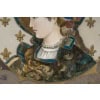 Superbe plat en porcelaine, signé Tressemanes & Vogt, polychrome émaillé figurant une jeune femme de profil dans le médaillon central, Travail français de la fin du XIXe siècle, circa 1882-1907. | Biron 