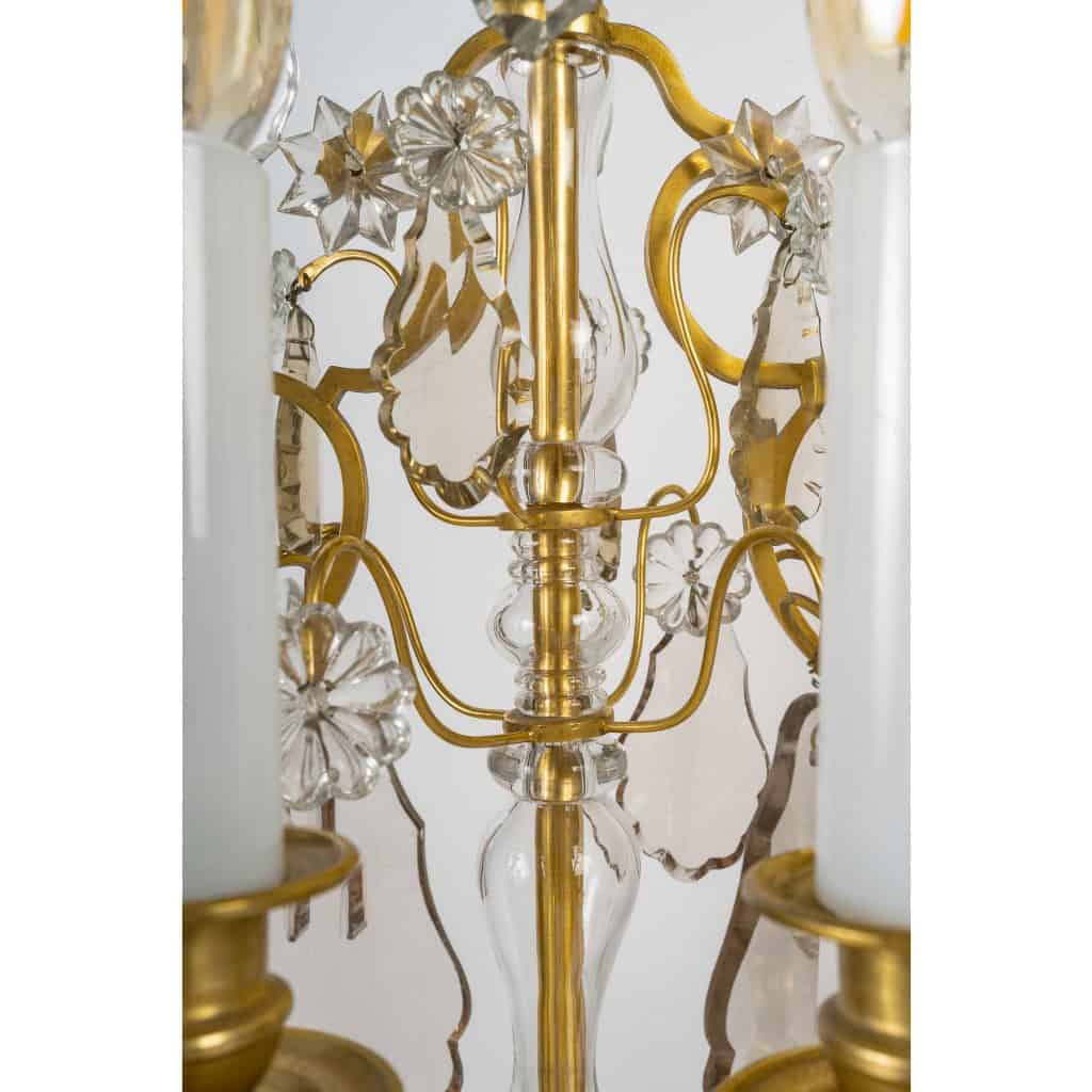 Paire de girandoles de style Louis XV en bronze doré et décor de cristal Baccarat vers 1880 | Biron 