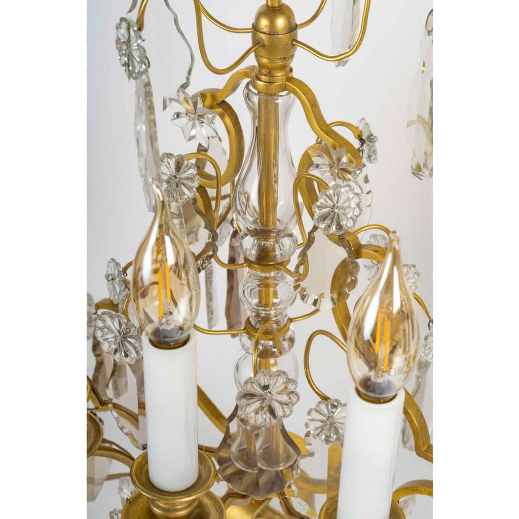 Paire de girandoles de style Louis XV en bronze doré et décor de cristal Baccarat vers 1880 | Biron 