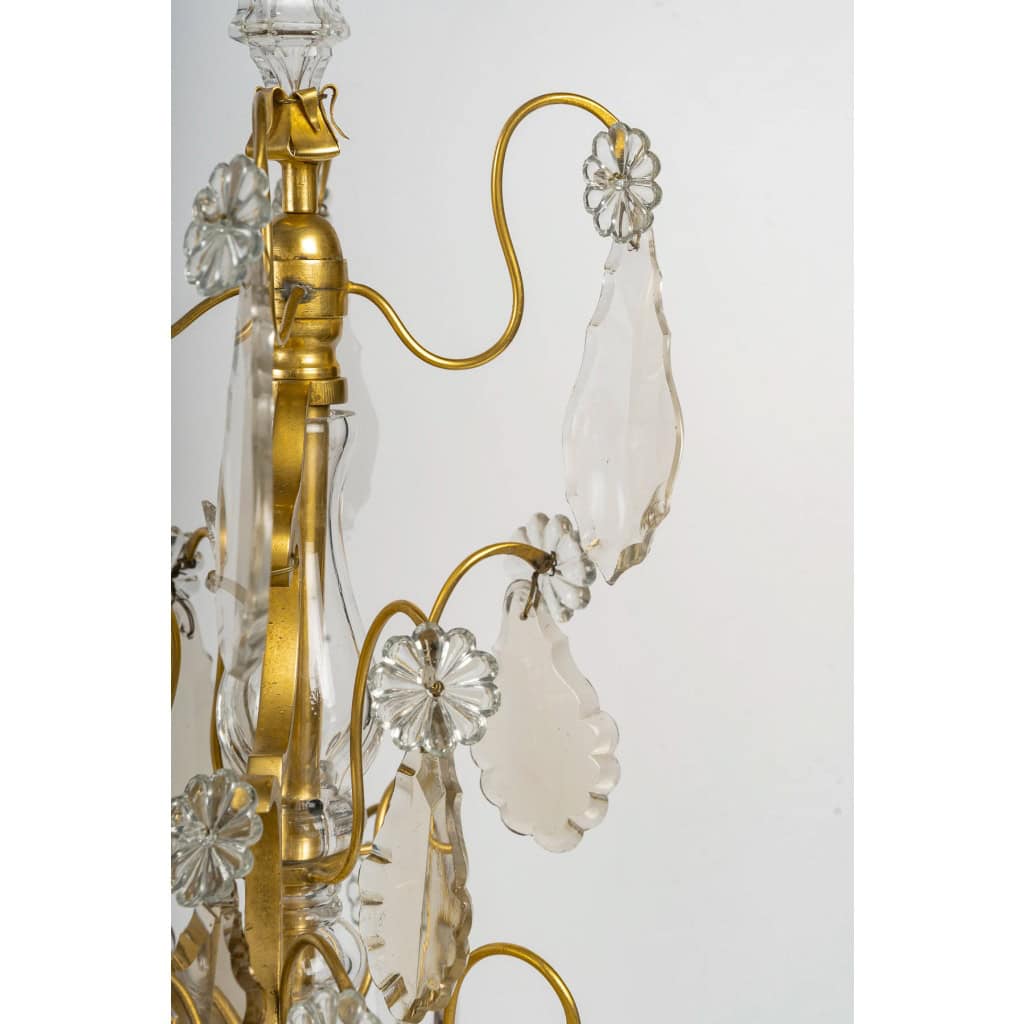 Paire de girandoles de style Louis XV en bronze doré et décor de cristal Baccarat vers 1880 | Biron 