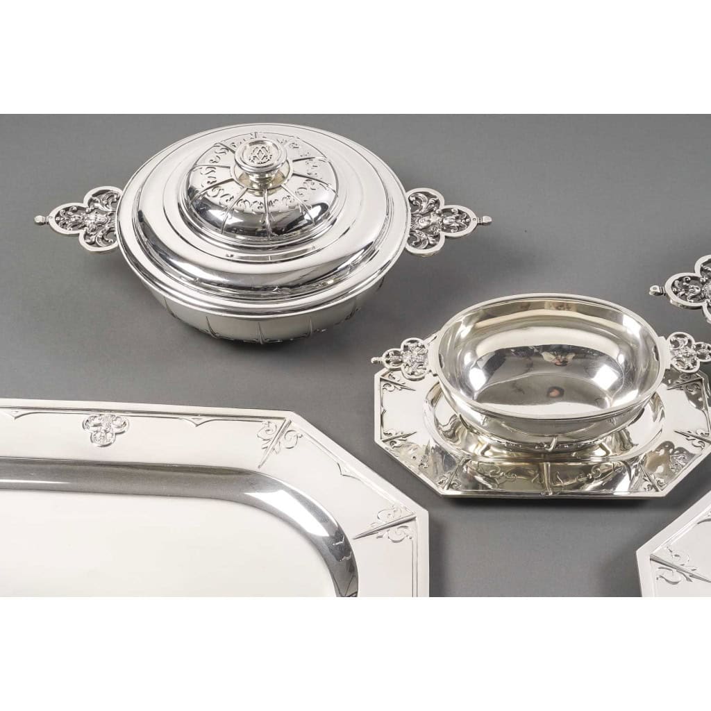 Orfèvre Cardeilhac – Garniture de Table « Renaissance » Mascaron Argent Fin XIXè | Biron 