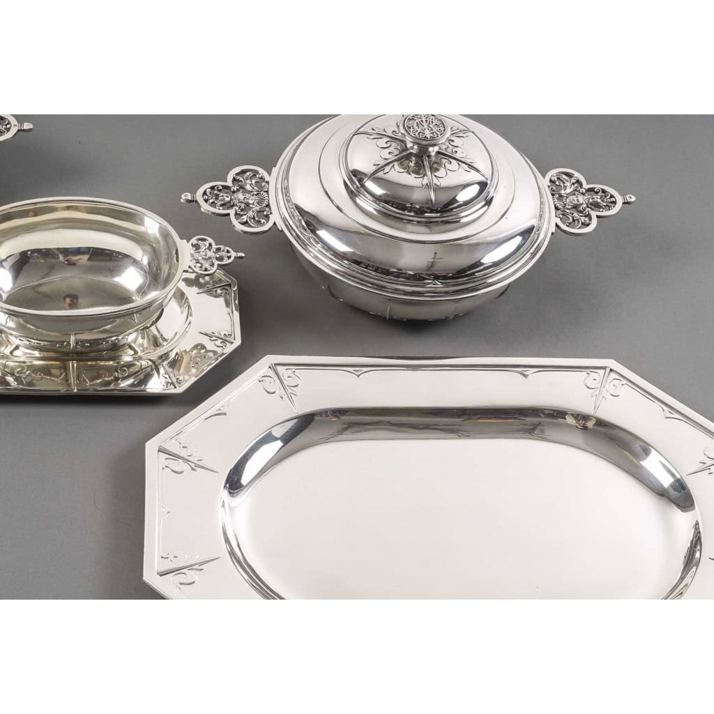 Orfèvre Cardeilhac – Garniture de Table « Renaissance » Mascaron Argent Fin XIXè | Biron 