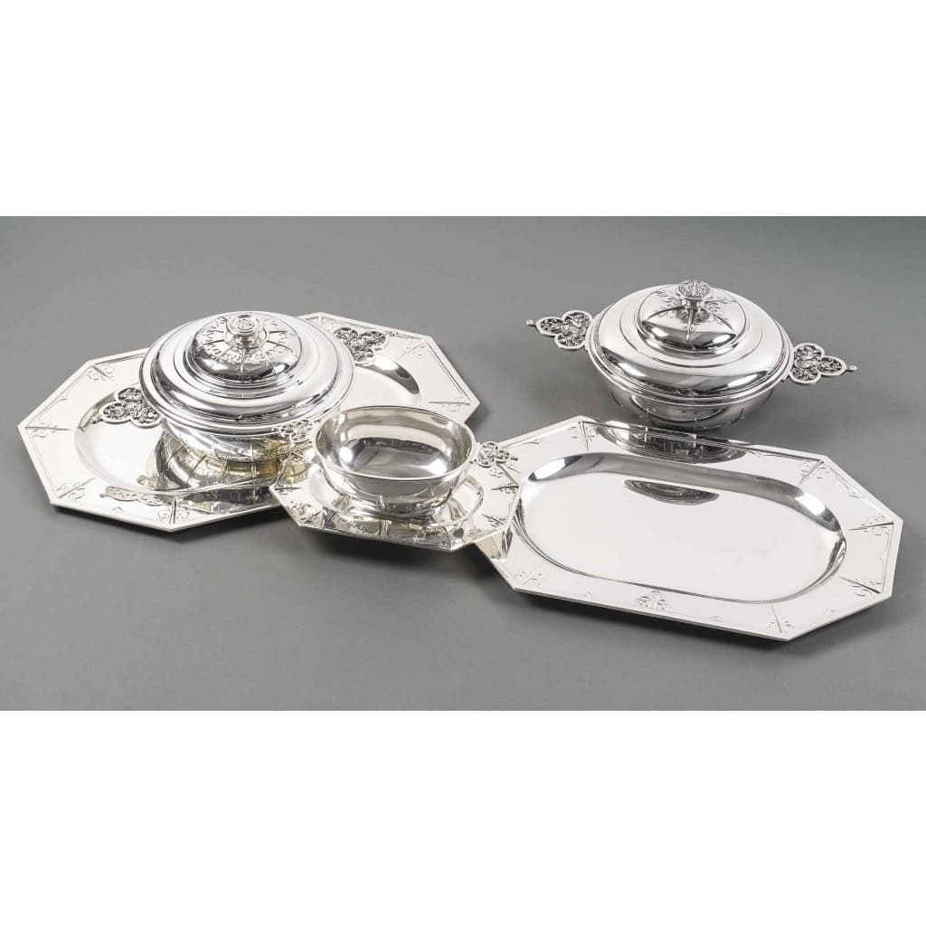 Orfèvre Cardeilhac – Garniture de Table « Renaissance » Mascaron Argent Fin XIXè | Biron 