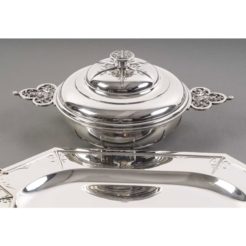 Orfèvre Cardeilhac – Garniture de Table « Renaissance » Mascaron Argent Fin XIXè | Biron 