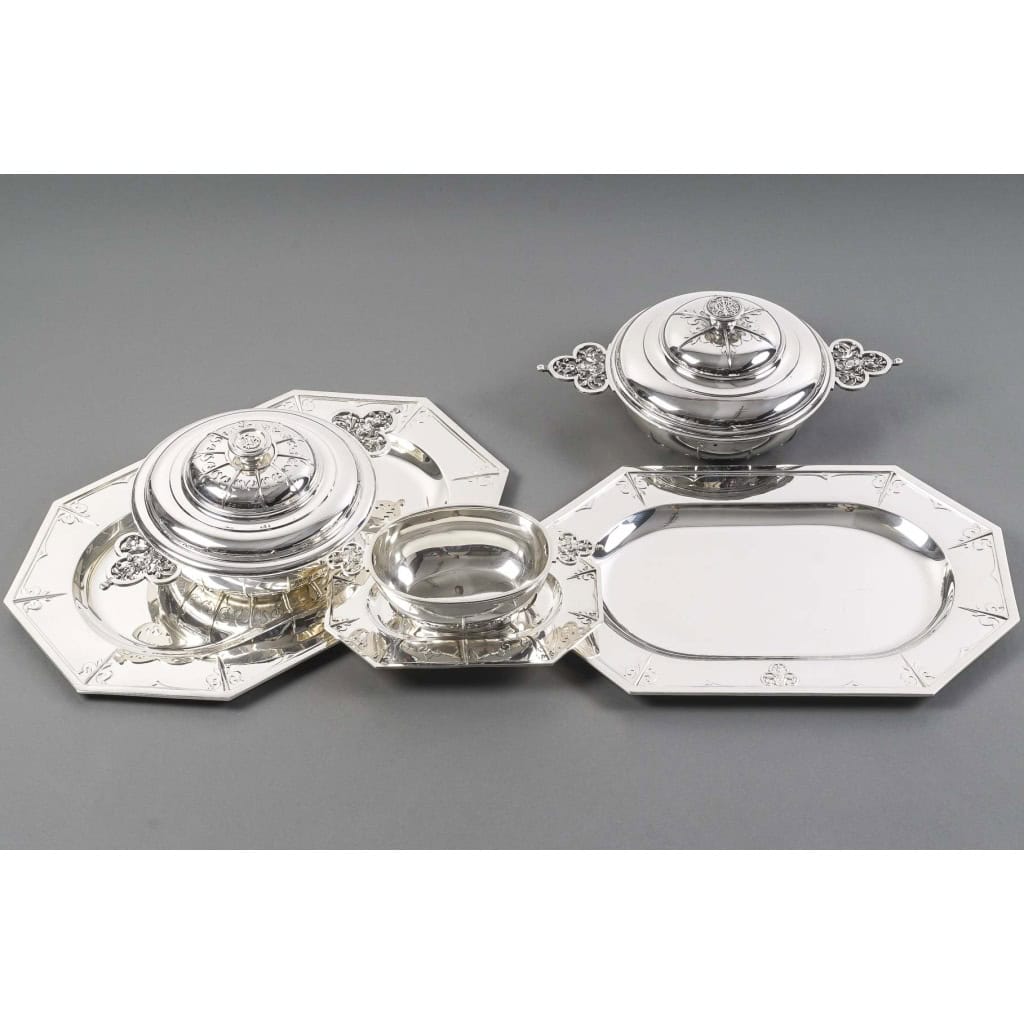 Orfèvre Cardeilhac – Garniture de Table « Renaissance » Mascaron Argent Fin XIXè | Biron 