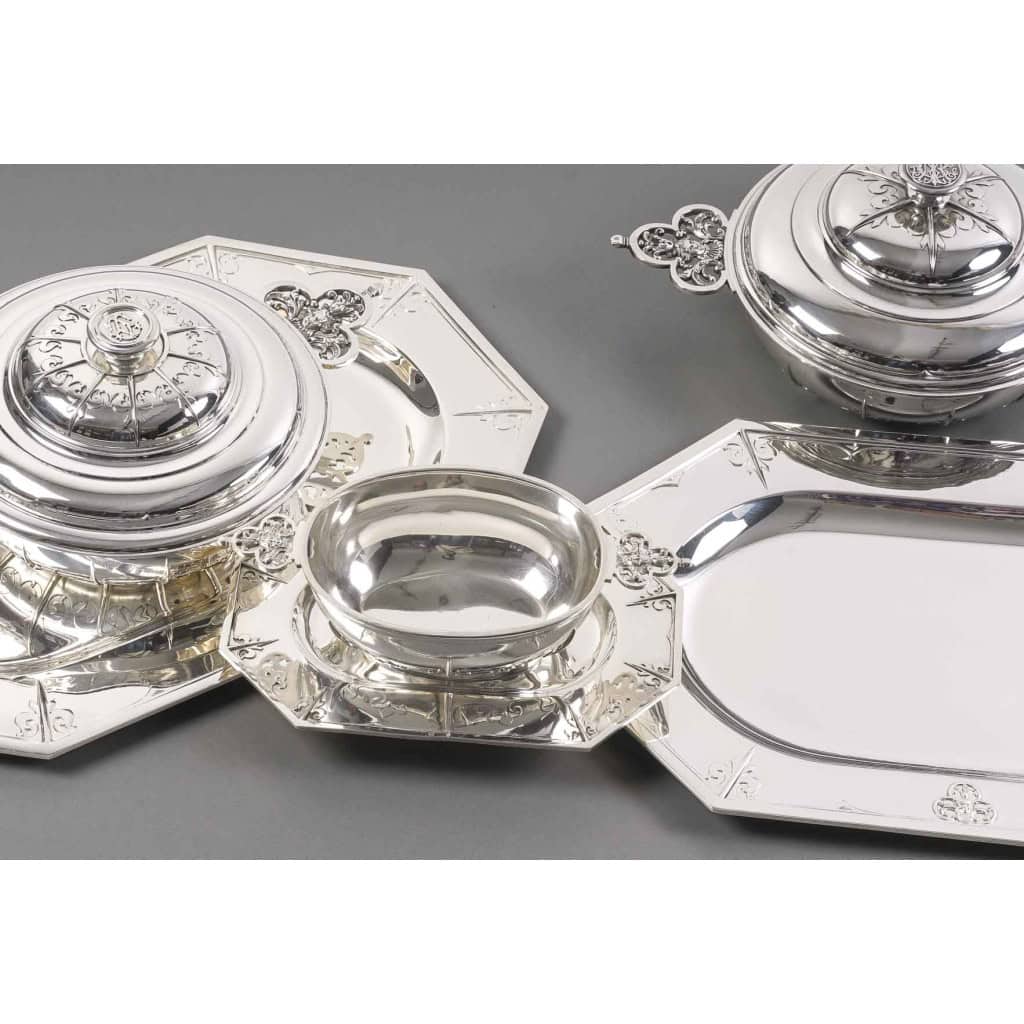 Orfèvre Cardeilhac – Garniture de Table « Renaissance » Mascaron Argent Fin XIXè | Biron 