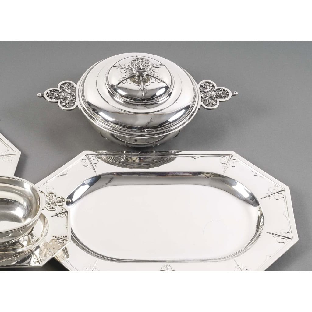 Orfèvre Cardeilhac – Garniture de Table « Renaissance » Mascaron Argent Fin XIXè | Biron 