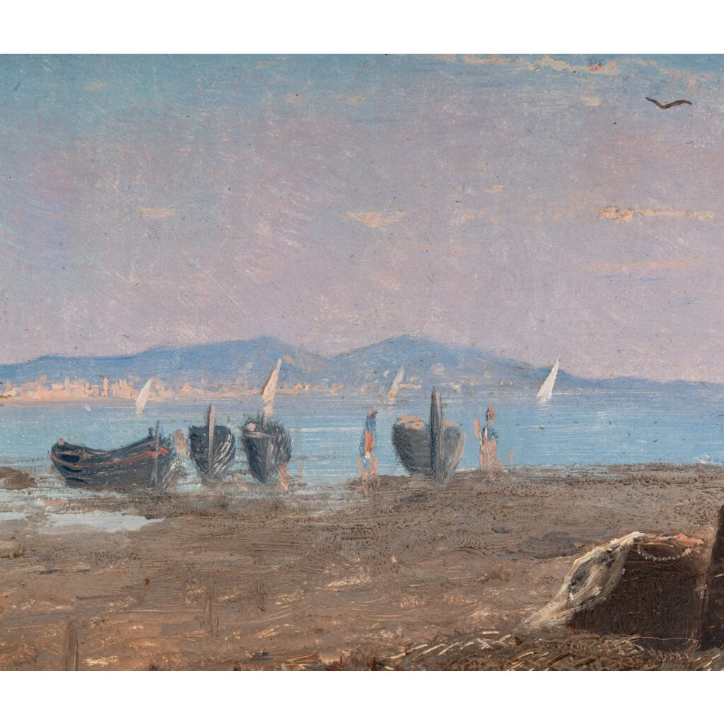Frank William Warwick Topham (1838-1924) Capri La réparation des filets huile sur panneau vers 1863 | Biron 