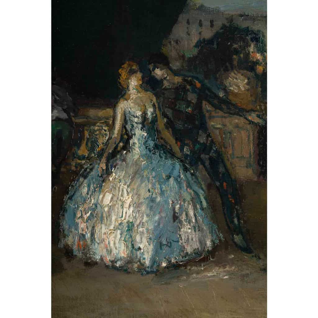Marcel Cosson (1878-1956) Arlequin et Colombine à Venise huile sur toile vers 1900 | Biron 