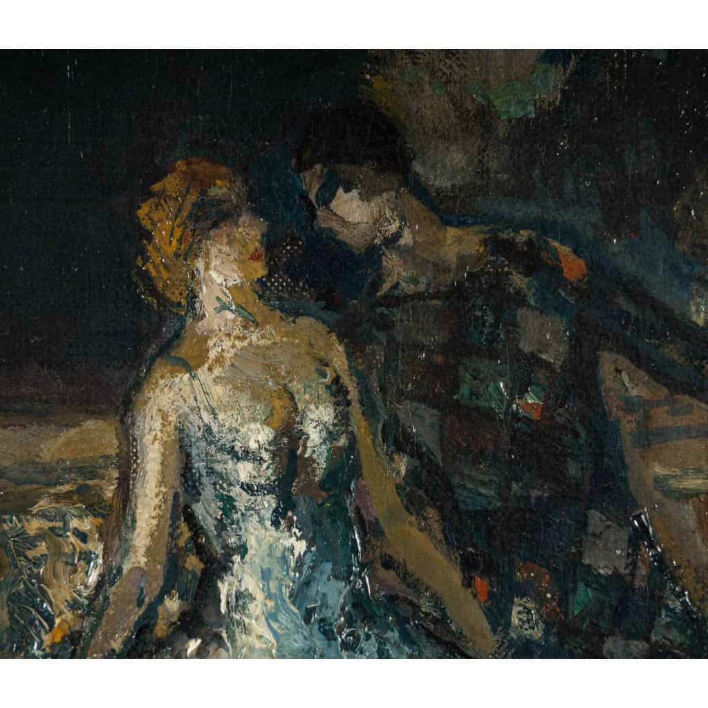 Marcel Cosson (1878-1956) Arlequin et Colombine à Venise huile sur toile vers 1900 | Biron 