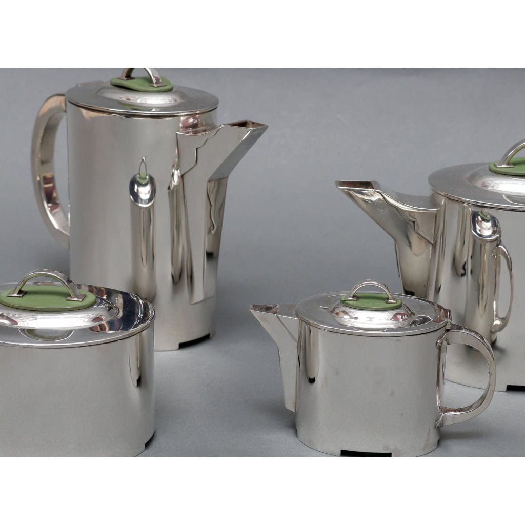 ORFEVRE C. FJERDINGSTAD – Service thé/café moderniste en argent massif Circa 1950 | Biron 
