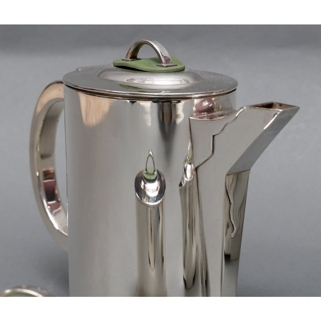 ORFEVRE C. FJERDINGSTAD – Service thé/café moderniste en argent massif Circa 1950 | Biron 
