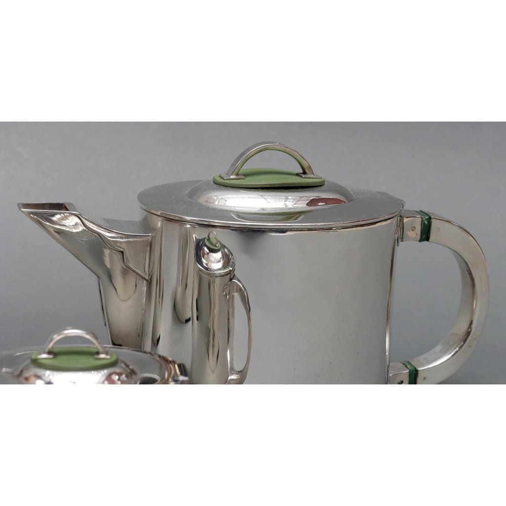 ORFEVRE C. FJERDINGSTAD – Service thé/café moderniste en argent massif Circa 1950 | Biron 