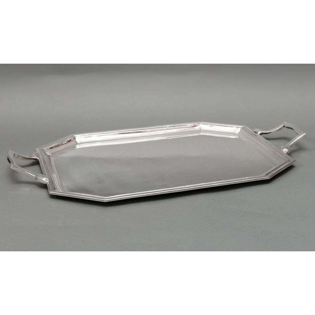 E. VABRE – Plateau en argent massif ART DECO vers 1930 | Biron 