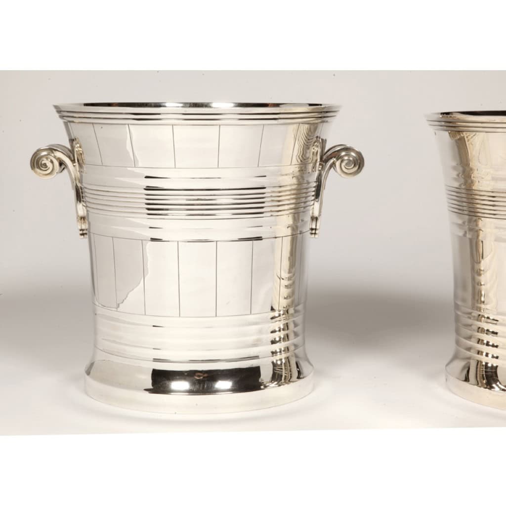 Orfèvre BOIN TABURET – Paire de rafraîchissoirs en argent massif Epoque ART DECO | Biron 