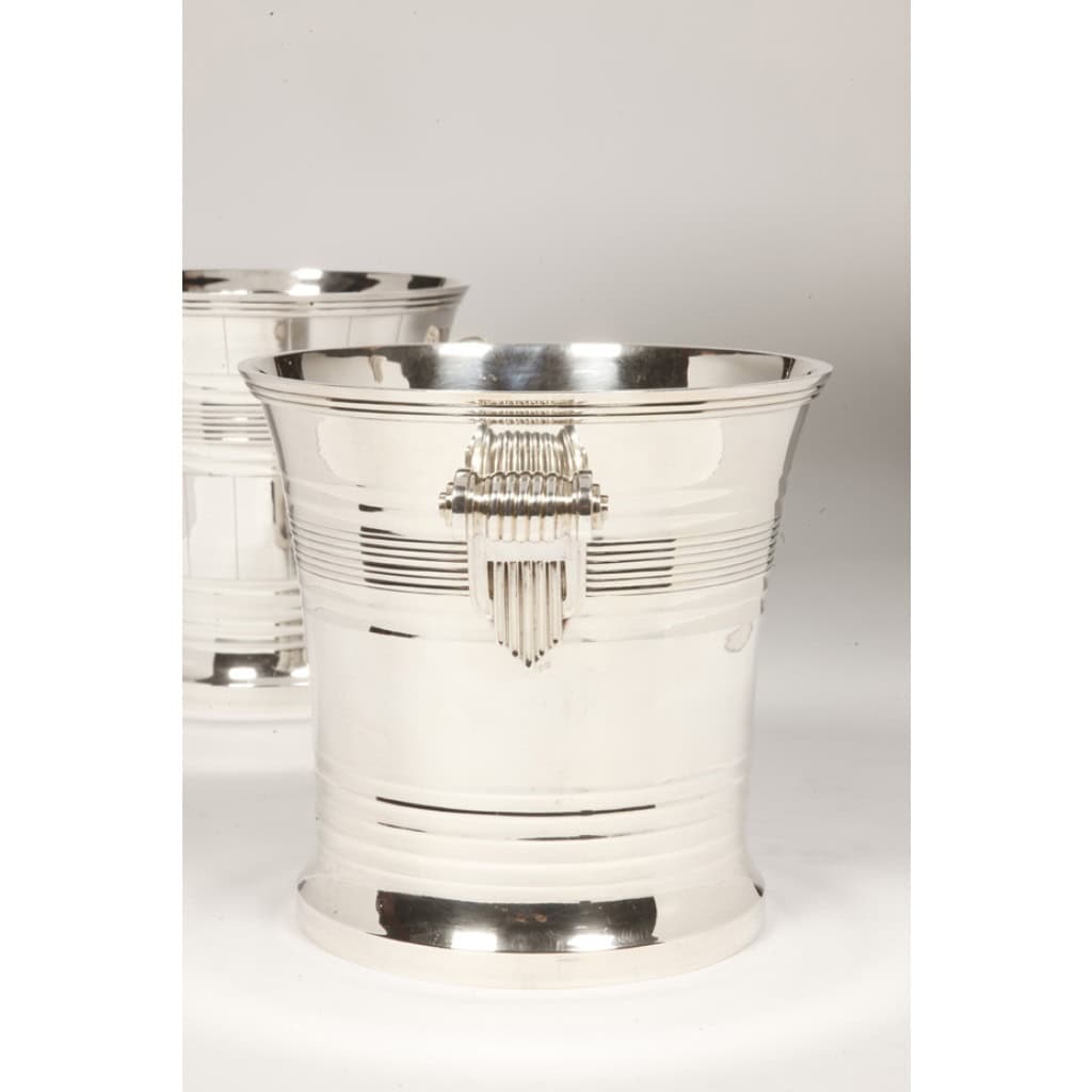 Orfèvre BOIN TABURET – Paire de rafraîchissoirs en argent massif Epoque ART DECO | Biron 