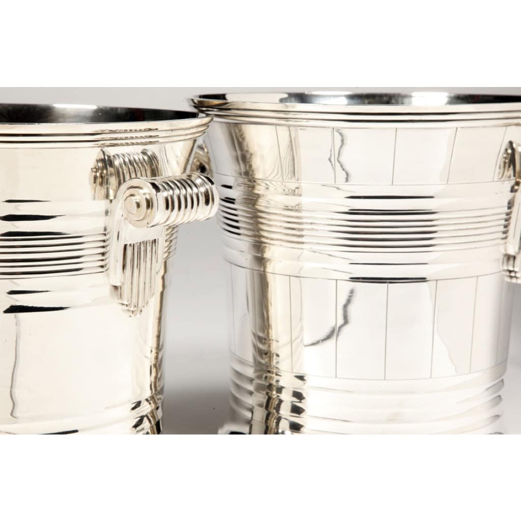 Orfèvre BOIN TABURET – Paire de rafraîchissoirs en argent massif Epoque ART DECO | Biron 