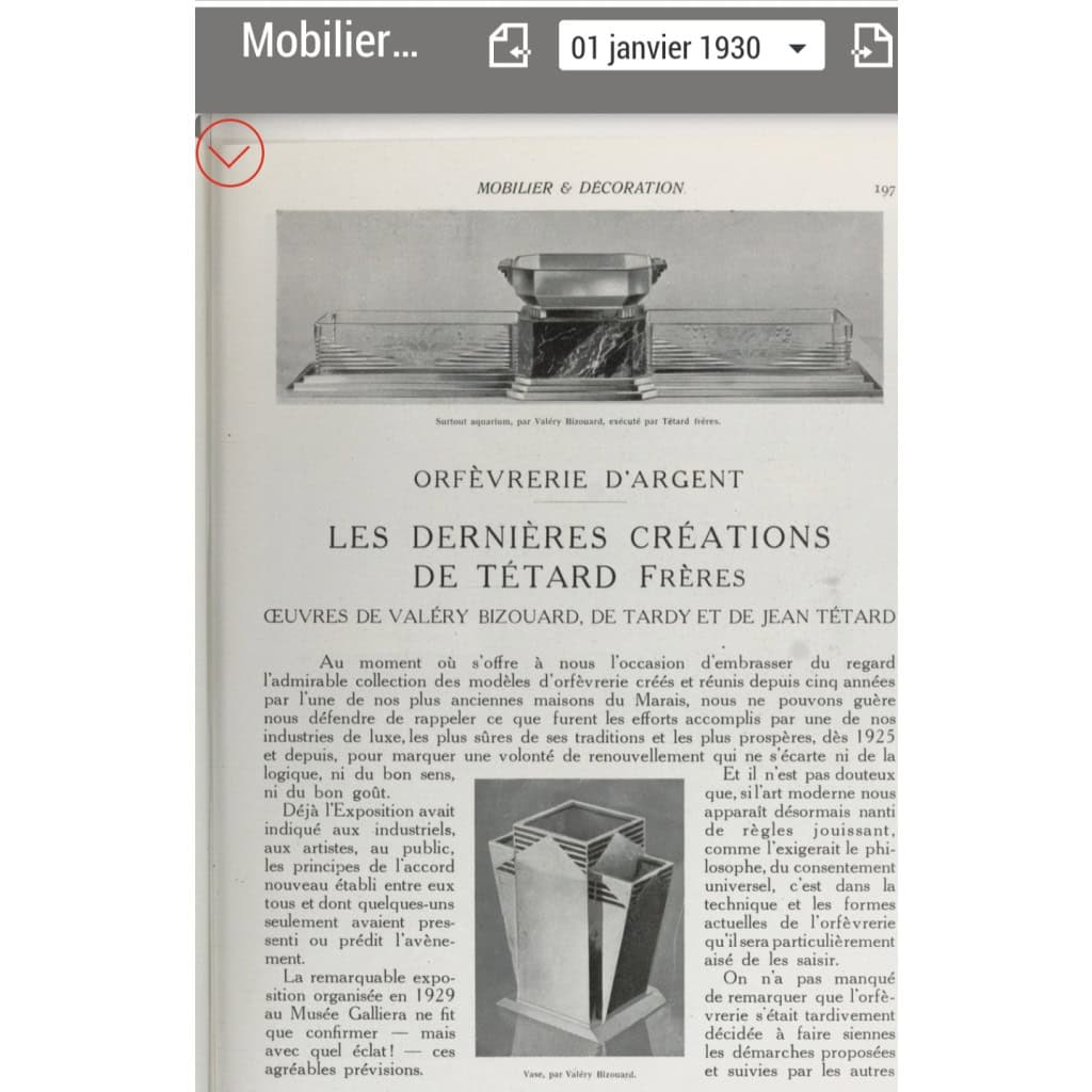 Orfèvre TETARD – Jardinière en argent massif époque ART DECO 1930 | Biron 