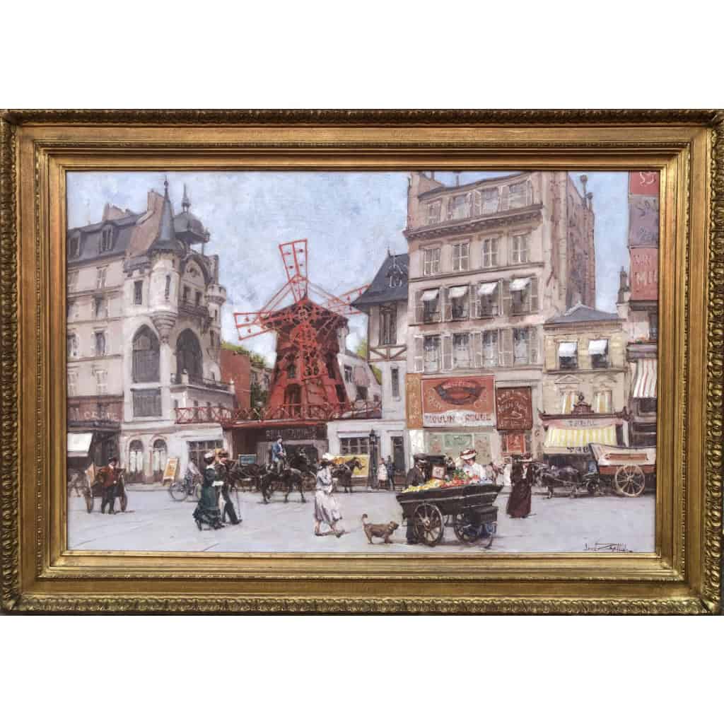 Leon ZEYTLINE Ecole Russe 20è Siècle Vue De Paris Le Moulin Rouge Huile Sur Toile Signée Certificat Catalogue raisonné | Biron 