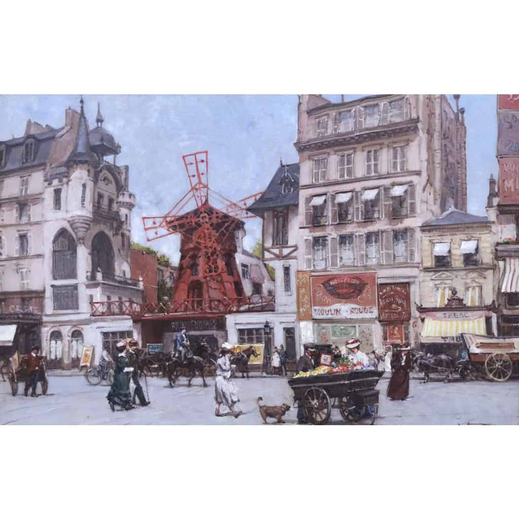 Leon ZEYTLINE Ecole Russe 20è Siècle Vue De Paris Le Moulin Rouge Huile Sur Toile Signée Certificat Catalogue raisonné | Biron 