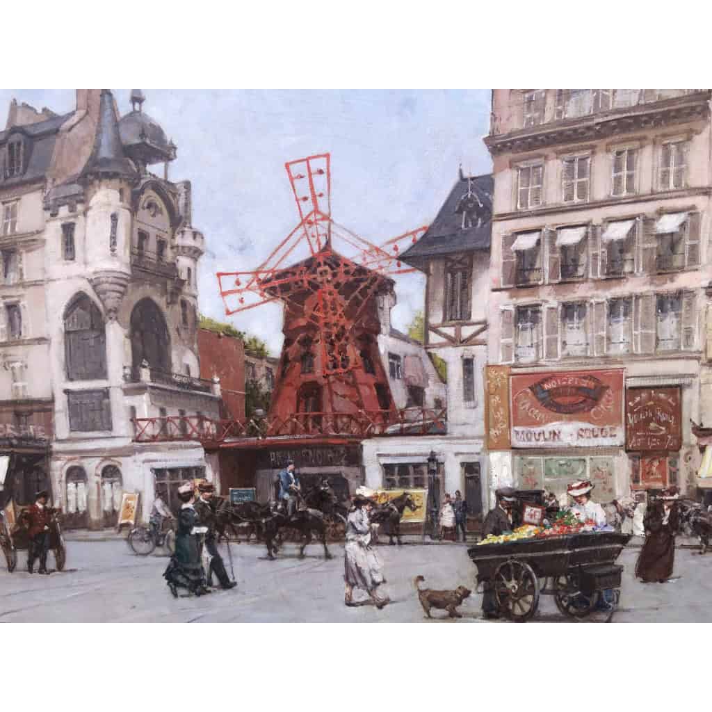 Leon ZEYTLINE Ecole Russe 20è Siècle Vue De Paris Le Moulin Rouge Huile Sur Toile Signée Certificat Catalogue raisonné | Biron 