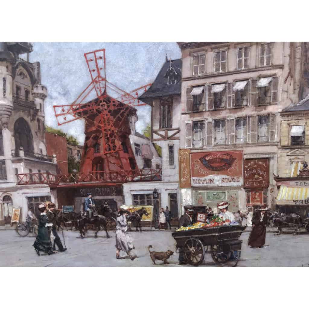 Leon ZEYTLINE Ecole Russe 20è Siècle Vue De Paris Le Moulin Rouge Huile Sur Toile Signée Certificat Catalogue raisonné | Biron 
