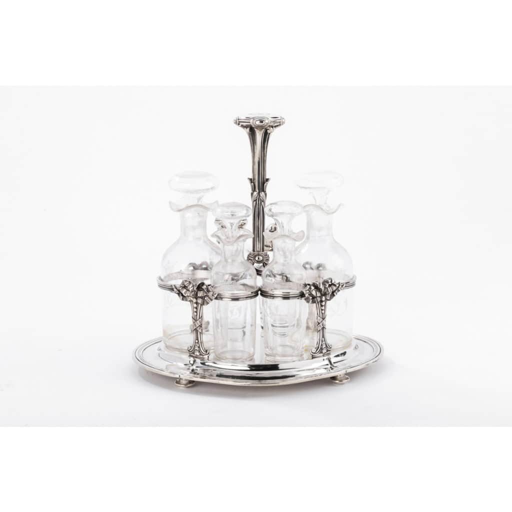 Orfèvre ODIOT – Huilier / Vinaigrier en argent massif/cristal fin XIXè | Biron 