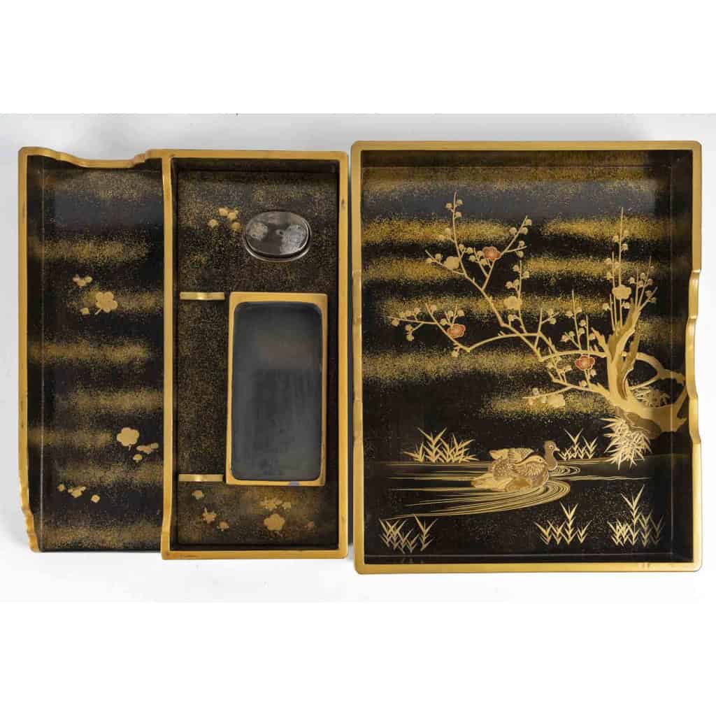 Suzuri bako (écritoire japonais) en laque or et argent | Biron 