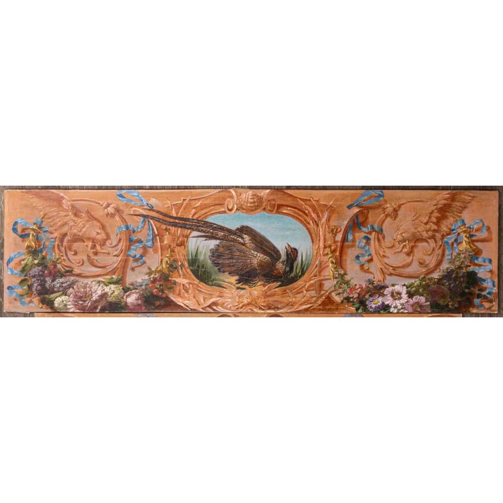 Alphonse Carrière (1808-1881) – Décor de boiserie composé de six Natures Mortes aux oiseaux Vers 1850-1860 | Biron 