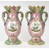 Paire de vases roses et verts de Paris | Biron 