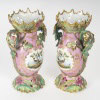 Paire de vases roses et verts de Paris | Biron 