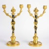 Paire de candélabres de style Louis XVI en bronze patiné et doré vers 1880 | Biron 