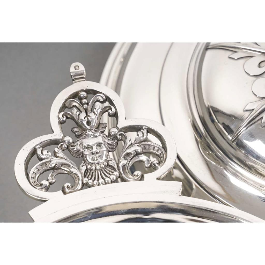 Orfèvre CARDEILHAC – Légumier couvert en argent massif mascaron circa XIXè | Biron 