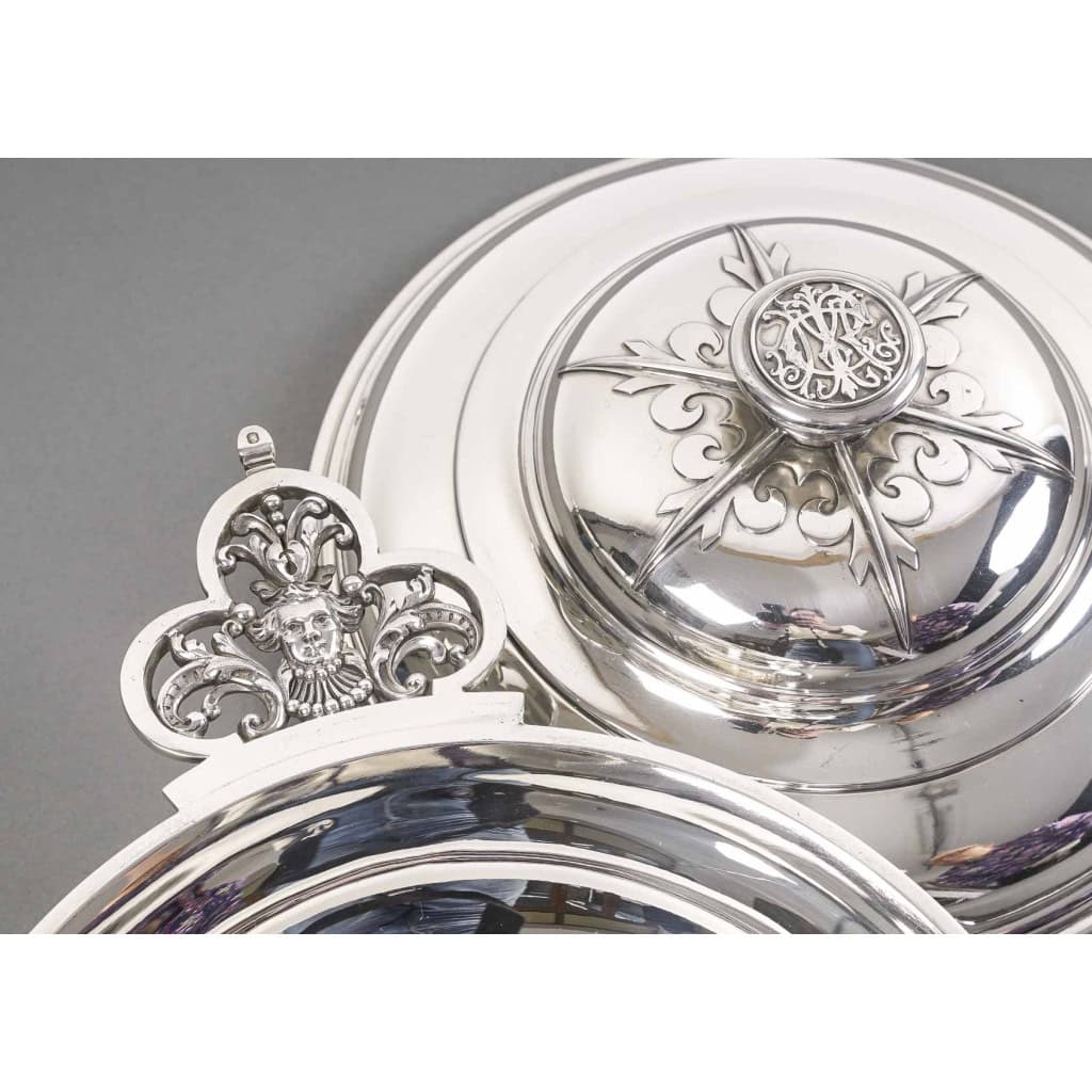 Orfèvre CARDEILHAC – Légumier couvert en argent massif mascaron circa XIXè | Biron 